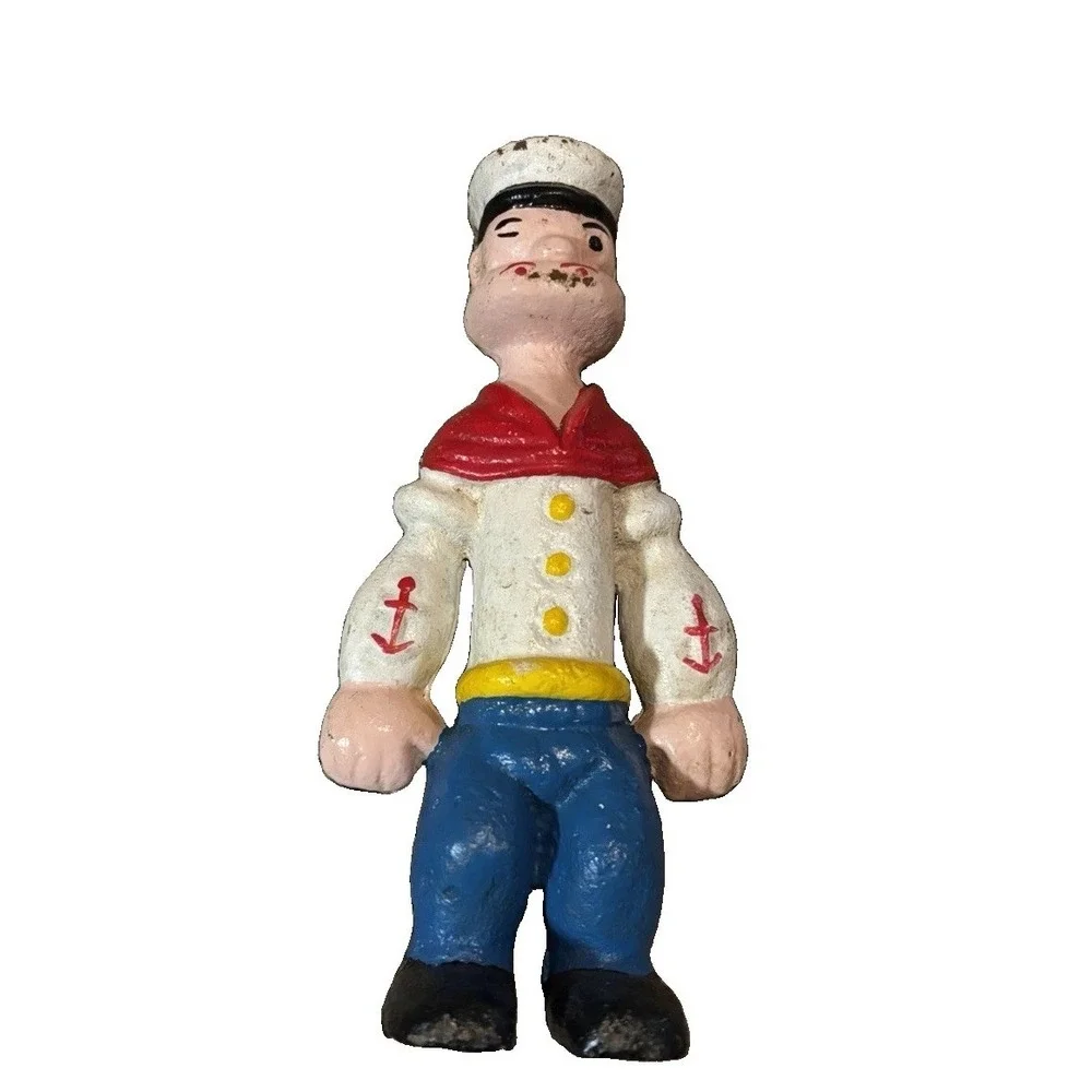 Vintage Popeye The Sailor Cast Iron Still Coin Bank 9